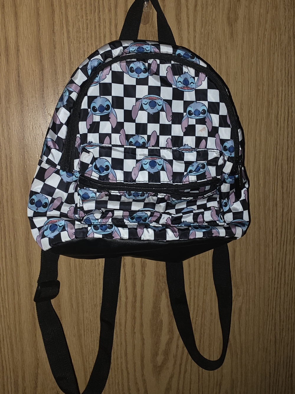 Disney Stitch Black & White Checkerboard Mini Backpack / Daypack Purse